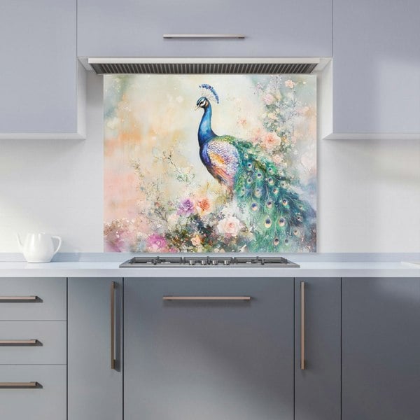 Warren Reed Peacock Glass Kitchen Splashback - 00026