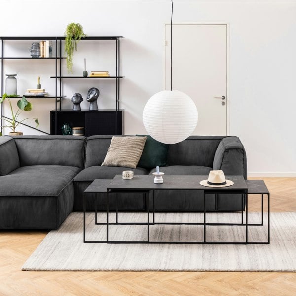 Furniture To Go Infinity Square/Coffee Table Setin Matt Black Set of 3