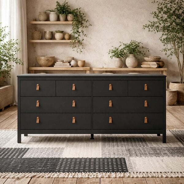 Wyld Haus Wildberry Matt Black Double Dresser 8 Drawers