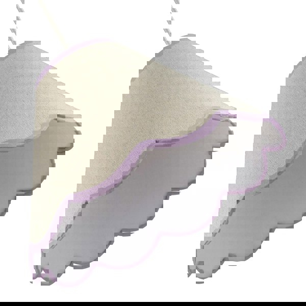 Scallop Edge Natural Textured Linen Coolie Lamp Shade with Lilac Trims Image 5