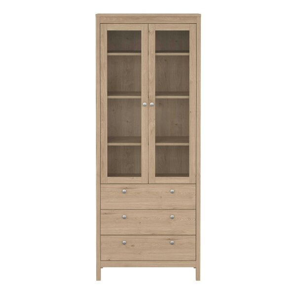 Wyld Haus Gossmere Hickory Oak Effect China Cabinet 2 Doors 3 Drawers