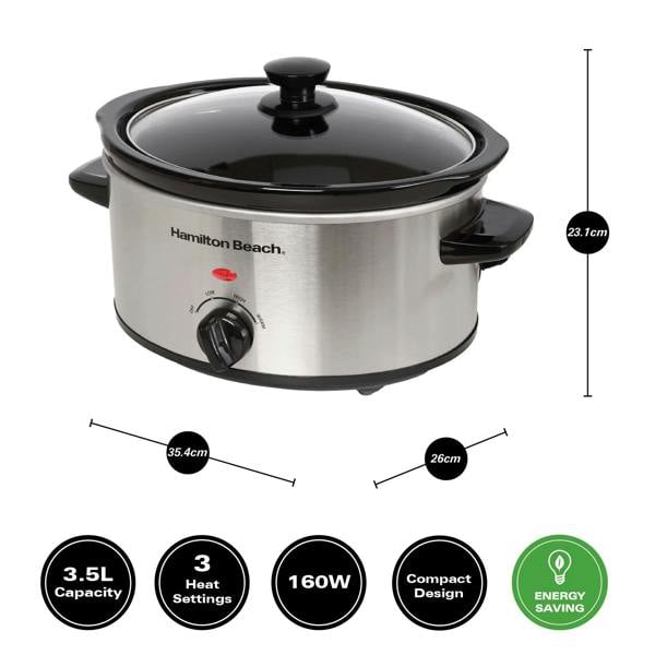 Hamilton Beach The Comfort Cook 3.5L Slow Cooker - Stainless Steel