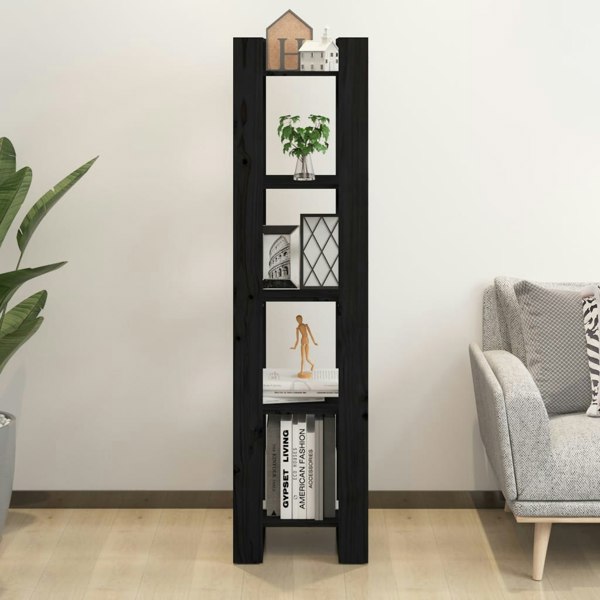 Berkfield Book Cabinet/Room Divider Black 41x35x160 cm Solid Wood Pine
