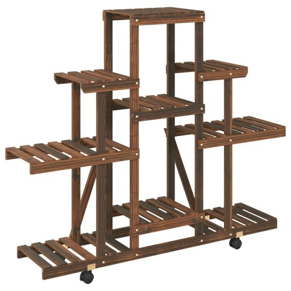 Berkfield Flower Stand with Wheels 110x25x101 cm Solid Wood Fir