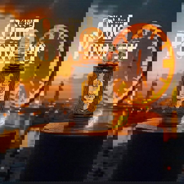 Sapil Royale Oud bottle with clock background and Oud Power text