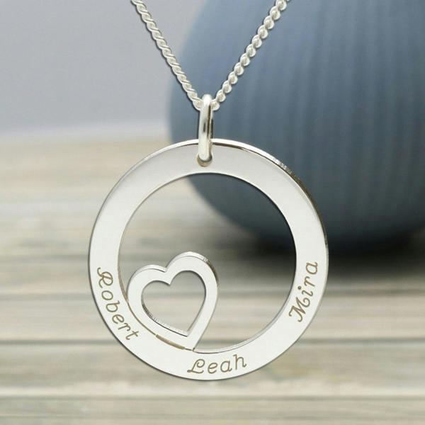 Christopher James of London Solid White Gold Heart Disc Personalised Necklace