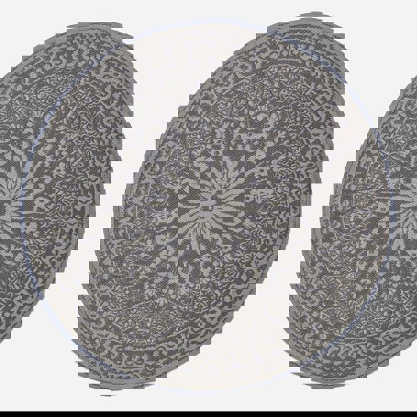 HOMESCAPES Round Outdoor Rug Luxury Waterproof Reversible, For Garden, Mandala