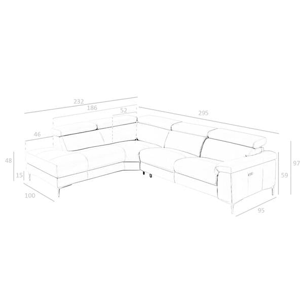 Angel Cerdá Relax corner sofa in dark grey leather 6111/6112