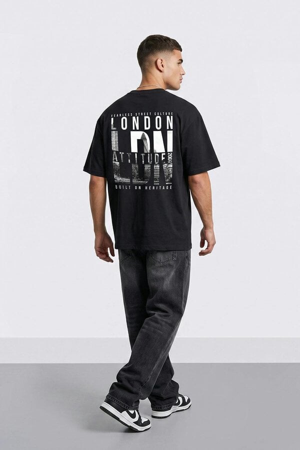 London Attitude Fearless Street Culture Oversized Heavyweight Graphic T-Shirt