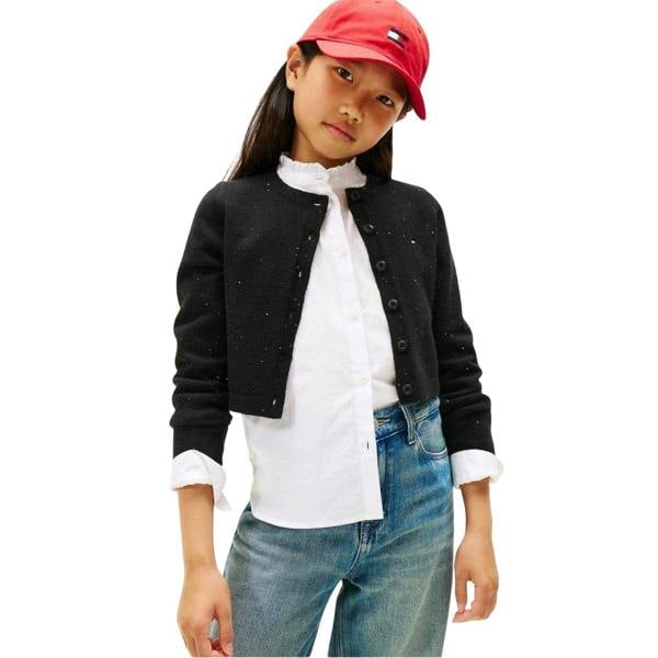 Tommy Hilfiger Girls Ribbed Button Sweatshirt - Black - 