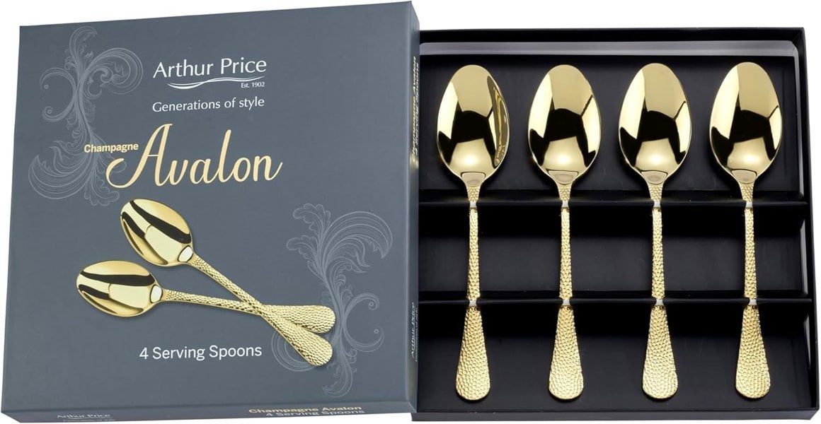 Arthur Price 'Champagne Avalon' Stainless Steel Gift Boxed Cutlery Set Of 4 Serving Spoons