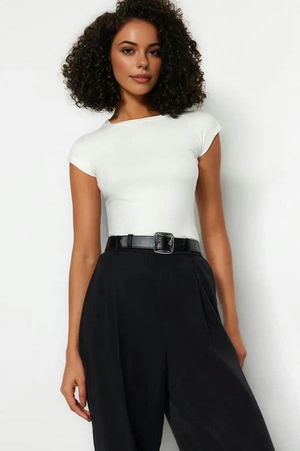 WOVCOR Viscose Fitted Knit Blouse