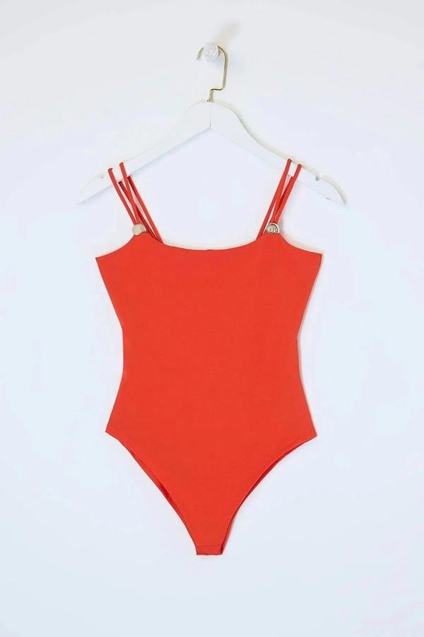WOVCOR Fitted Sleeveless Bodysuit with Accessory Details and Snap Closure