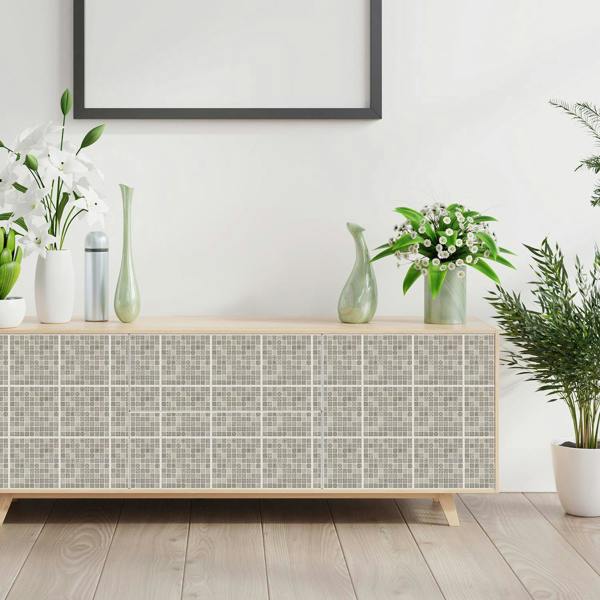 WALPLUS WT1596 - Limestone Antique Azulejo Mosaic Wall Tile Sticker Set - 15 x 15 cm (6 x 6 in) - 24 pcs