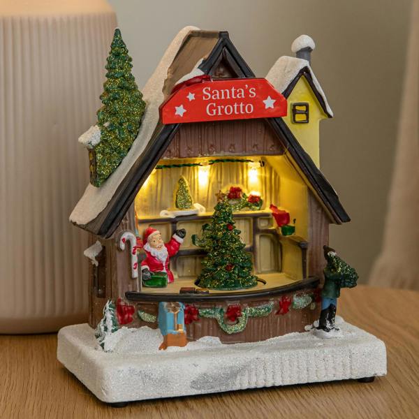 Samuel Alexander 17cm Light up Santa's Grotto Moving Musical Christmas Scene