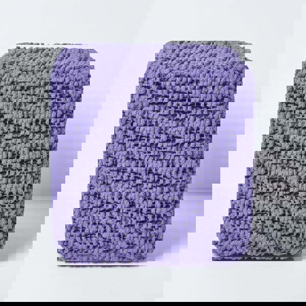 HOMESCAPES Cube Cotton Knitted Pouffe Footstool Bean Filled Hand Knitted