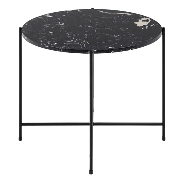 Furniture To Go Avila Side Table with Black Polished Marble Stone 52x40cm