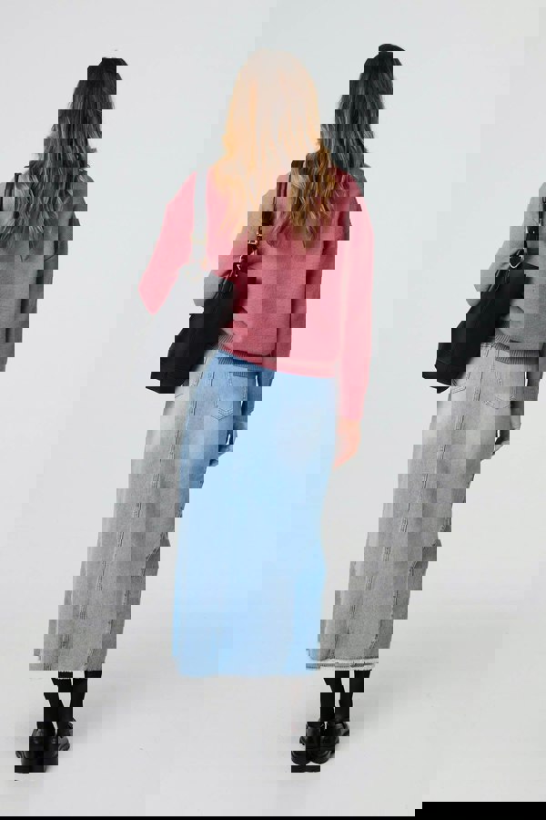 Pink | Heart Pearl Embellished Jumper
