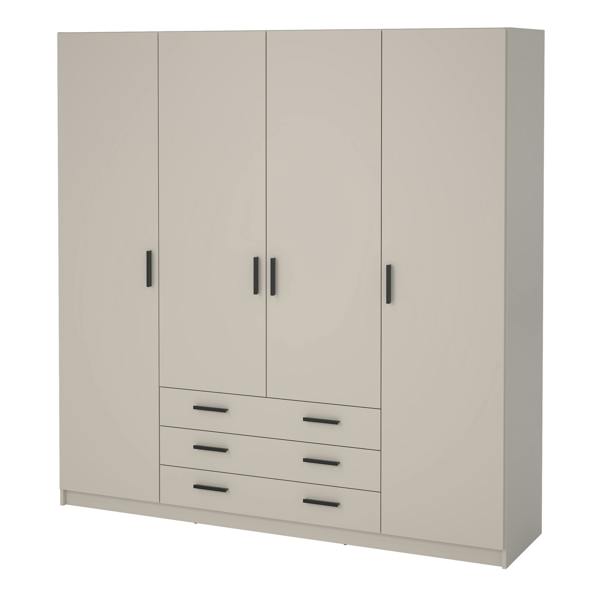 Furniture To Go Sprint Wardrobe with 4 Doors + 3 Drawers in Cashmere