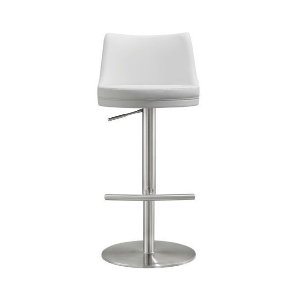 Furniture Edit Reagan White and Silver Adjustable Bar Stool