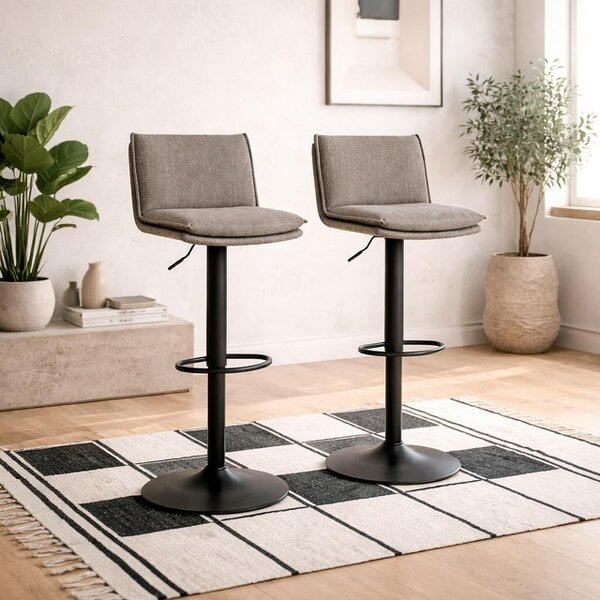 Wyld Haus Mossfield Light Grey Brown Height Adjustable Swivel Bar Stool
