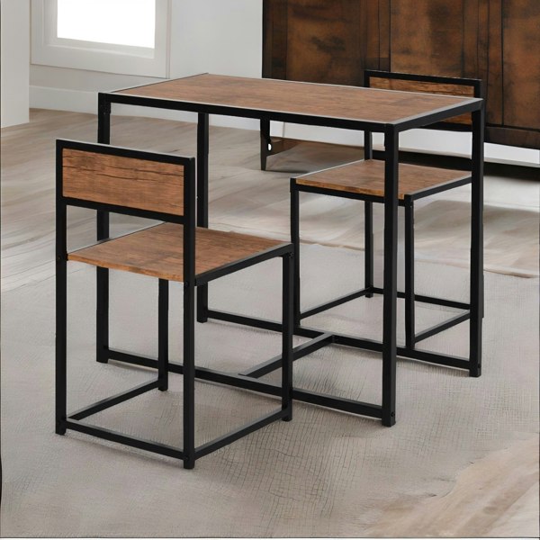 Rafaelo Mobilia Industrial 3-Piece Dining Rustic Table Set