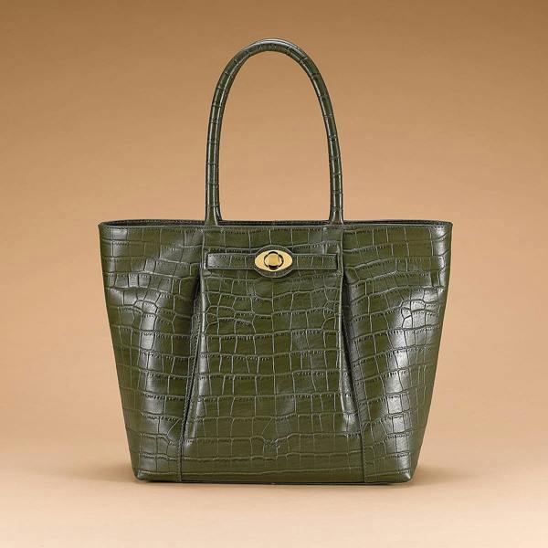Pia Ready for Refinement Olive Leather Tote Bag