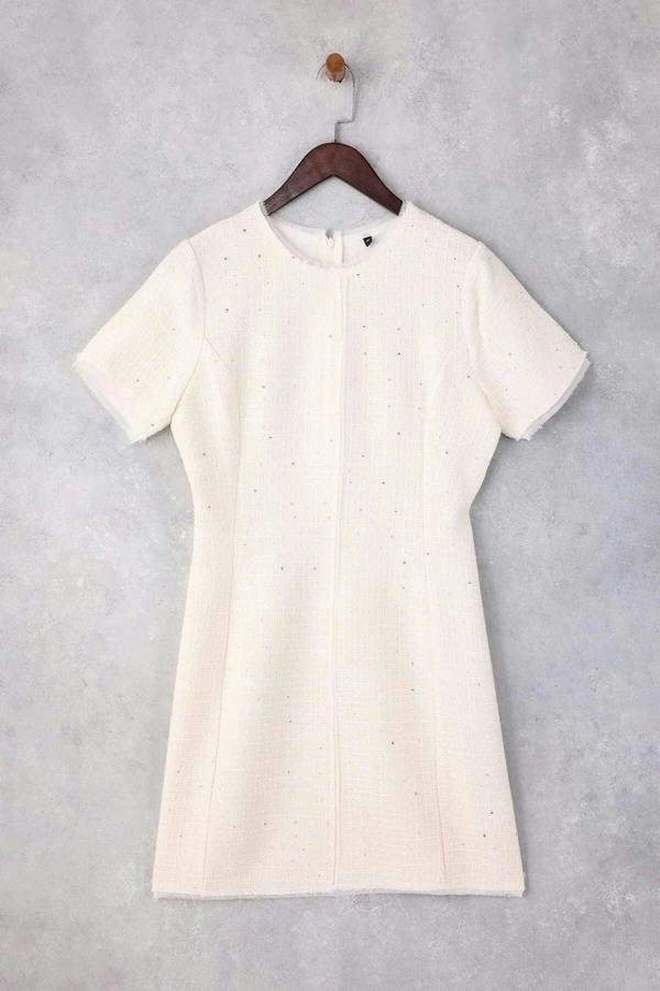 WOVCOR Shimmering Tweed Mini Woven Dress