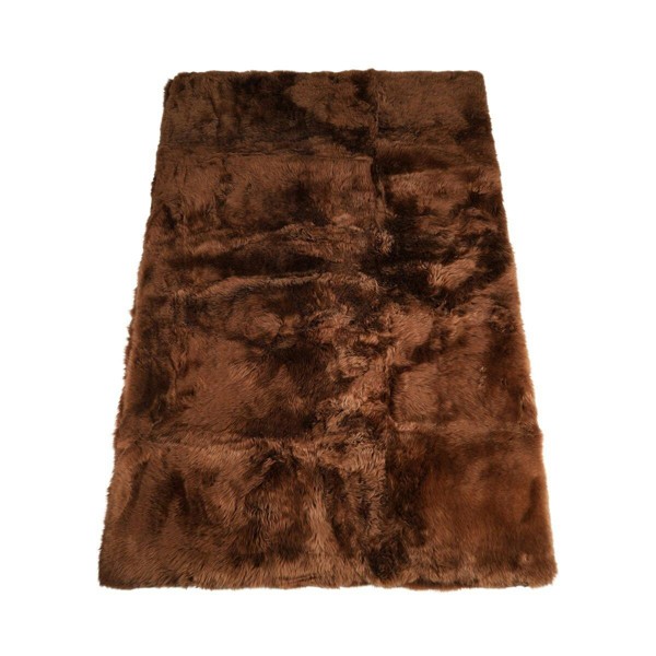 Natures Collection Long Wool Sheepskin Design Rug - Tobacco Brown