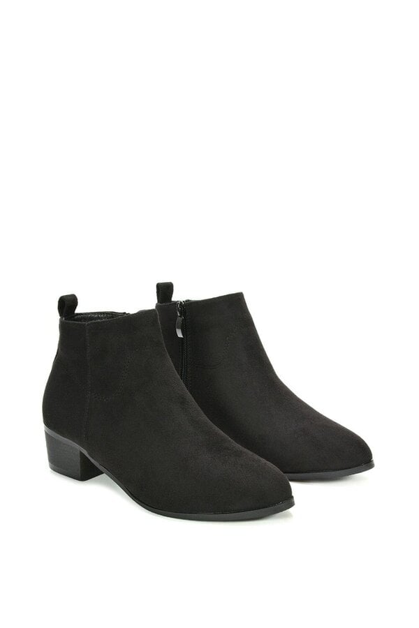 XY LONDON Zip Up Cowboy Ankle Boots With Low Block Heel