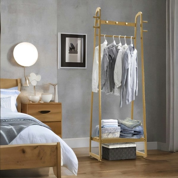 Rafaelo Mobilia Bamboo Natural Brown Open Clothes Rack