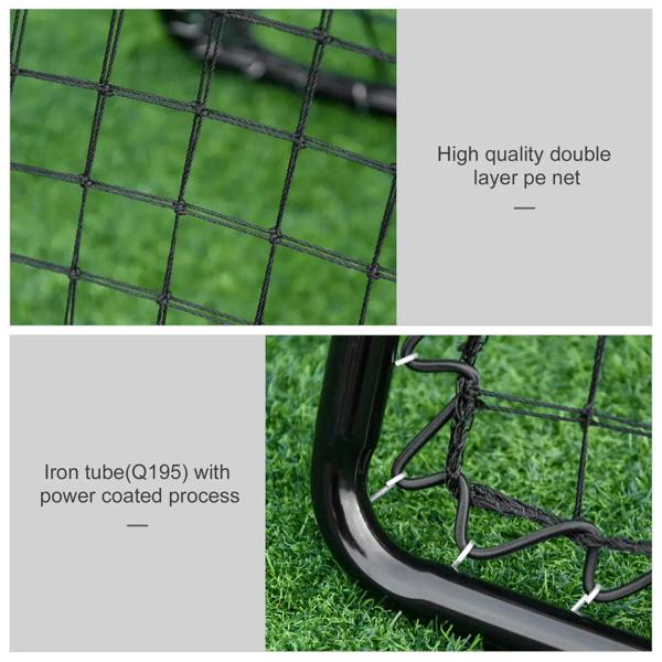 Close-up of black double-layer PE rebounder net mesh on frame
