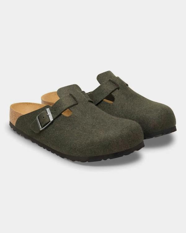 Birkenstock Boston Wool Felt Womens Clogs - Thyme