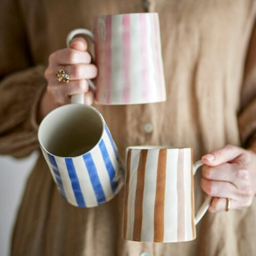 Love Frankie Striped Stoneware Mug in Sienna Brown