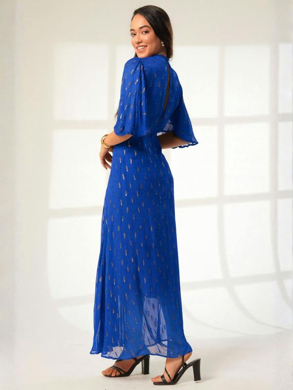Rose & Nancy Talia Blue Sparkle Maxi Dress