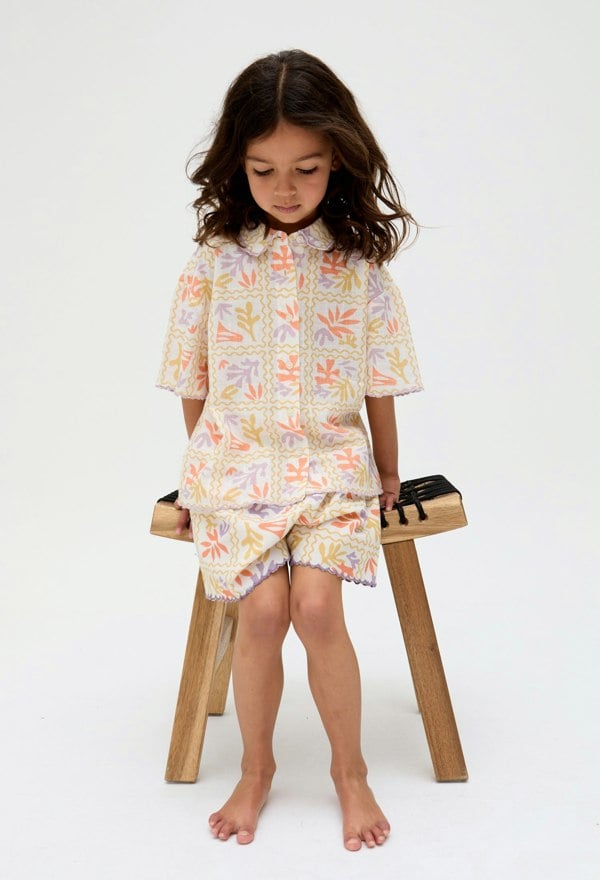 Kids Gilly Scalloped Edge Matisse Print Short In Multi - image 2