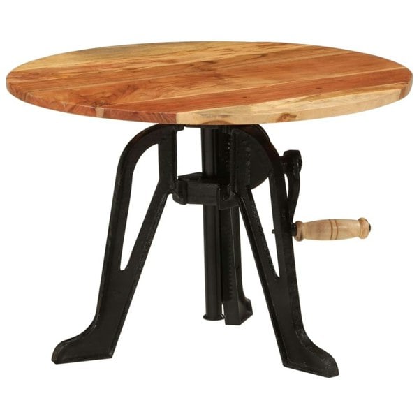 Berkfield Side Table 60x(42-62) cm Solid Wood Acacia and Cast Iron