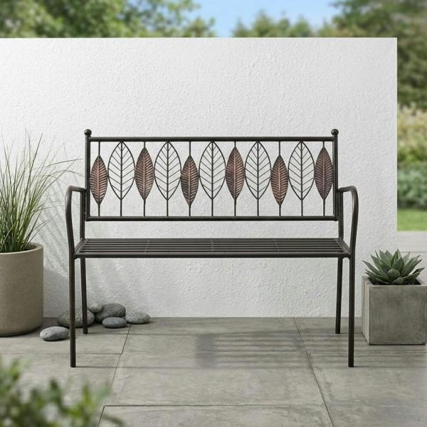 Garden Greatness Arboretum Leaf Rustic Garden Bench