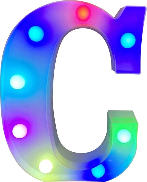 St Helens Battery Operated RGB Letter   With Remote Control Letter C