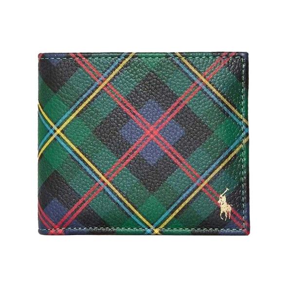 Ralph Lauren Mens Polo Plaid Leather Trifold Everyday Wallet - Multicoloured - 