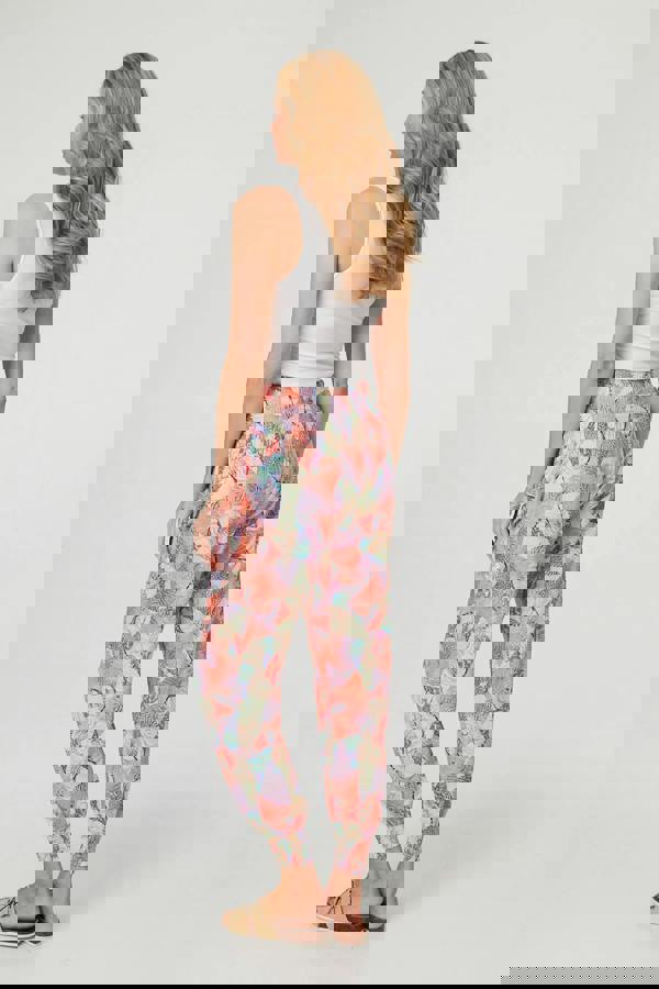 Pink | Abstract High Waist Harem Pants