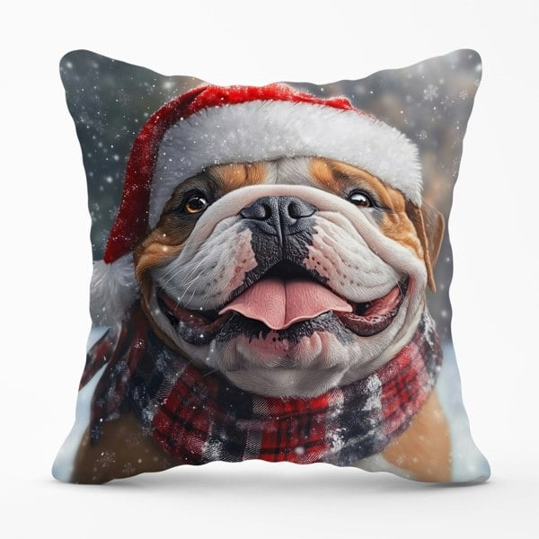 Warren Reed Christmas Bulldog Cushion