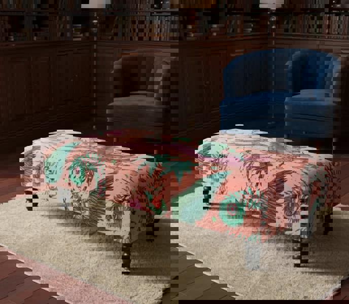 ISTOOLS Lynx Printed Fabric Footstool – Stylish Handmade Ottoman & Footrest for Home Décor