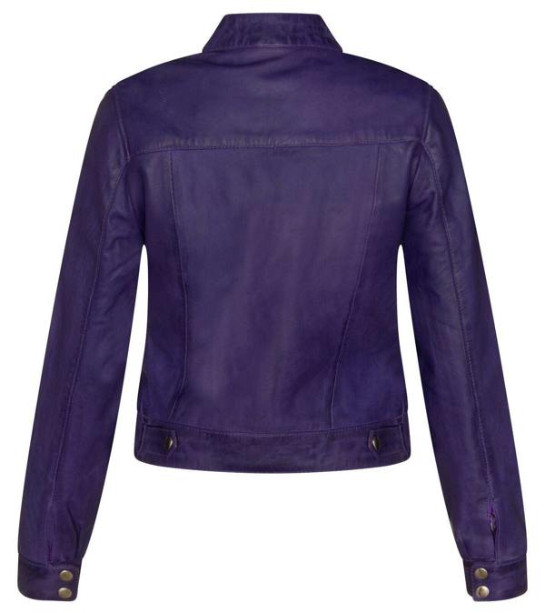 Infinity Leather Womens Plain Leather Moto Biker Jacket-Braga