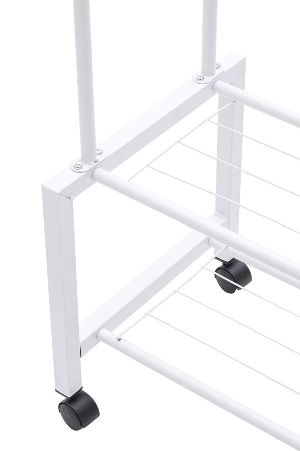 Living and Home Double-Rod Clothes Rack with Wheels Bedroom Classic Style