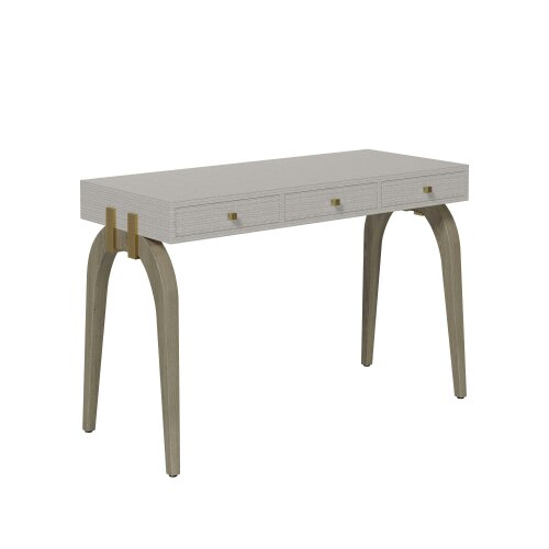 Wyld Haus Palermo White Textured and Oak Three Drawer Desk 3 Drawers