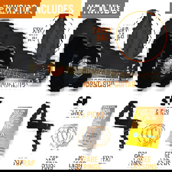 3rd Avenue Full Size Acoustic Guitar Pack Black Acoustic Guitars#Colour_Black