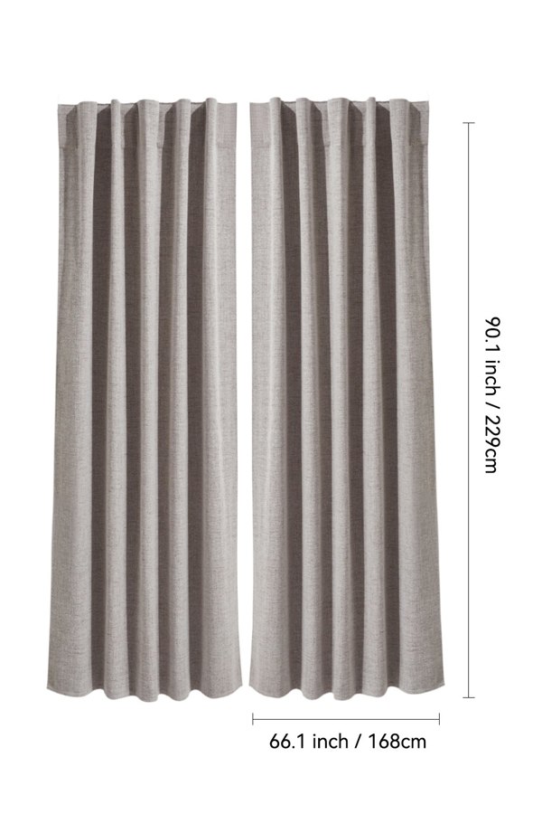 Living and Home 2 Panels Beige Faux Linen Back Tab or Rod Pocket Blackout Curtains for Bedroom, Living Room, 168cm W x 229cm H
