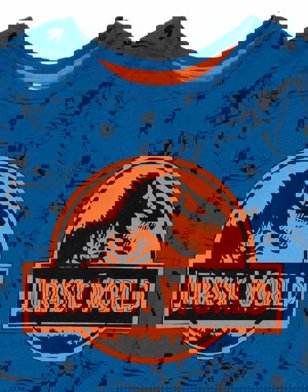 Jurassic World Boys Blue Scattered Dino Print Short Sleeve Short Leg Pyjama Set
