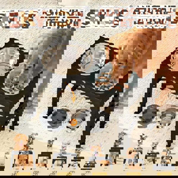 Skylos Raised Dog Feeding Bowl Elevated Pet Food Water Feeder Adjustable Folding